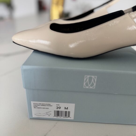 BRAND NEW Margaux The Sofia Sling - Ecru Crinkle Patent (39) - Picture 10 of 14